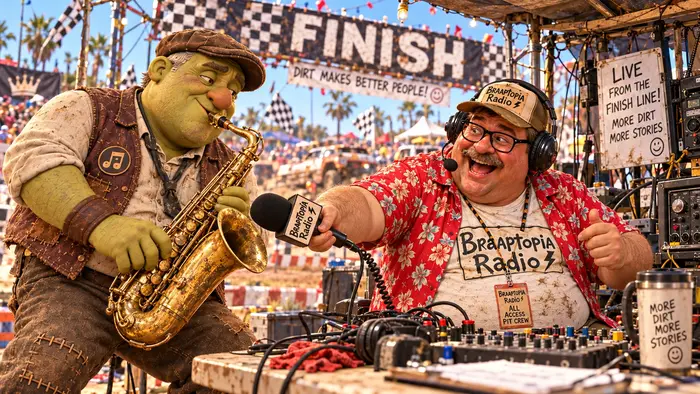 Leon and Radio Guy at the finish line